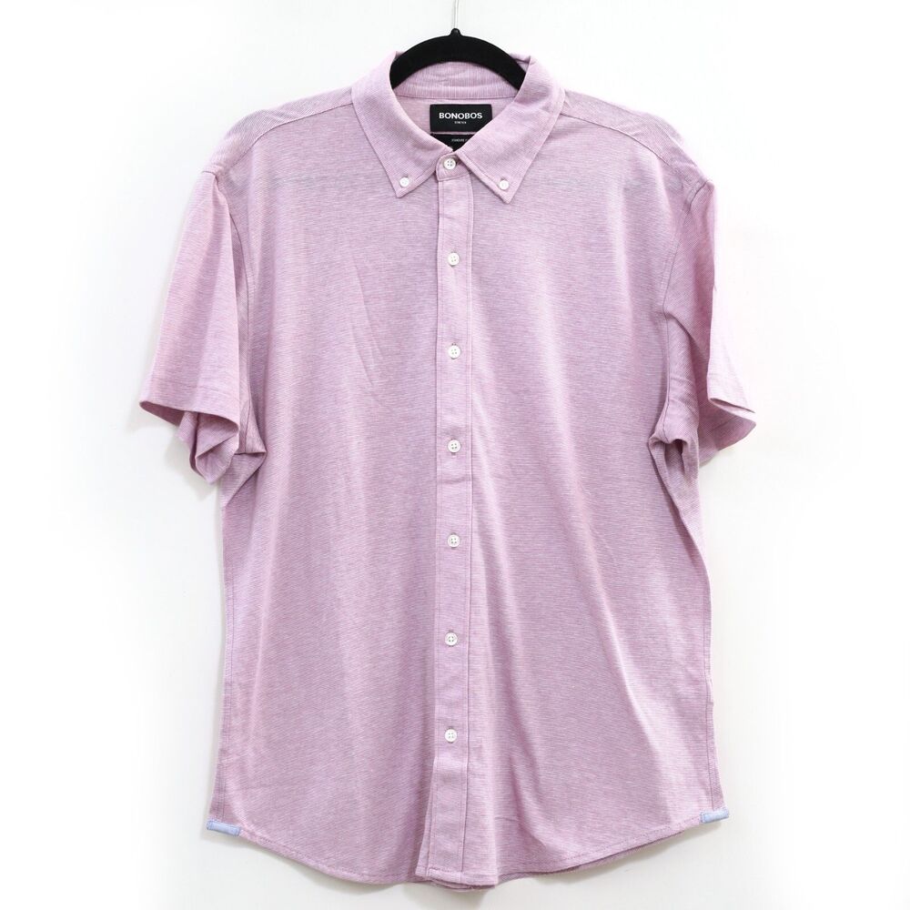 Bonobos Stretch Jersey Riviera Men's Shirt Stripe Printed Standard Fit M 269364